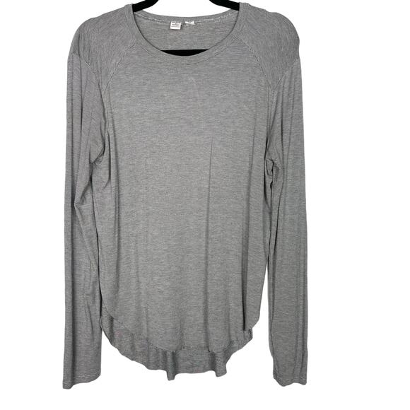 Melrose and Market Medium M Gray Striped Long Sleeve Crew Neck Tshirt Side Split - Picture 1 of 7